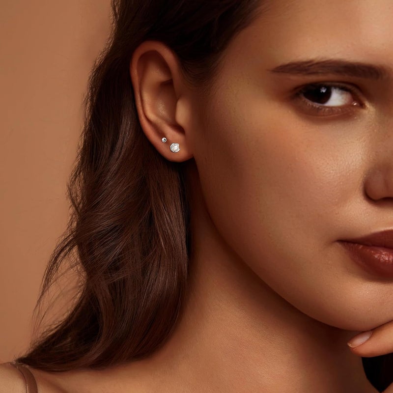 IMBOS Pearl Earrings 14k Gold Plated Daisy Flower Stud Earrings for Women Ball Stud Flat Back Earring Hypoallergenic Statement Earring Trendy Jewelry Gift for Women - Image 2